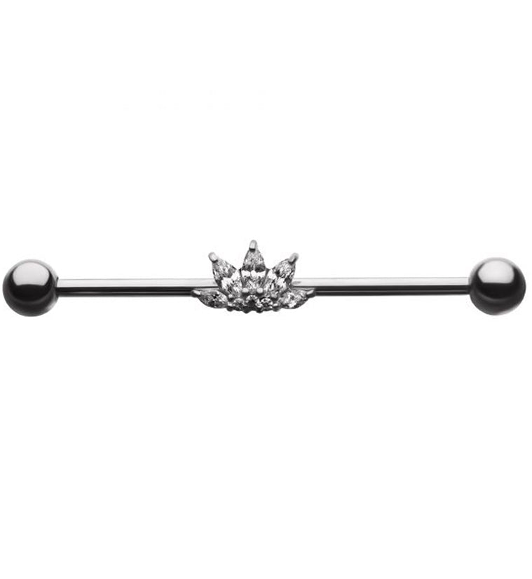 Lotus Flower CZ Industrial Barbell