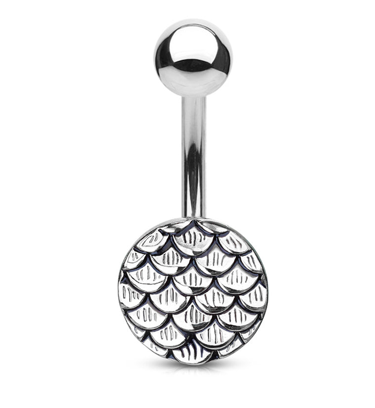 Silver Mermaid Scale Brass Belly Button Ring