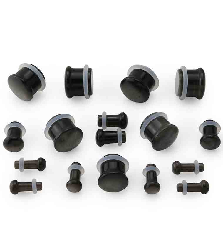 Silver Obsidian Stone Plugs - Single Flare