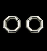 Octagon White Brass Hinged Ear Weights