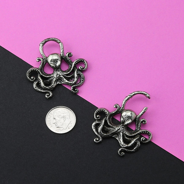 Octopus White Brass Hinged Ear Weights