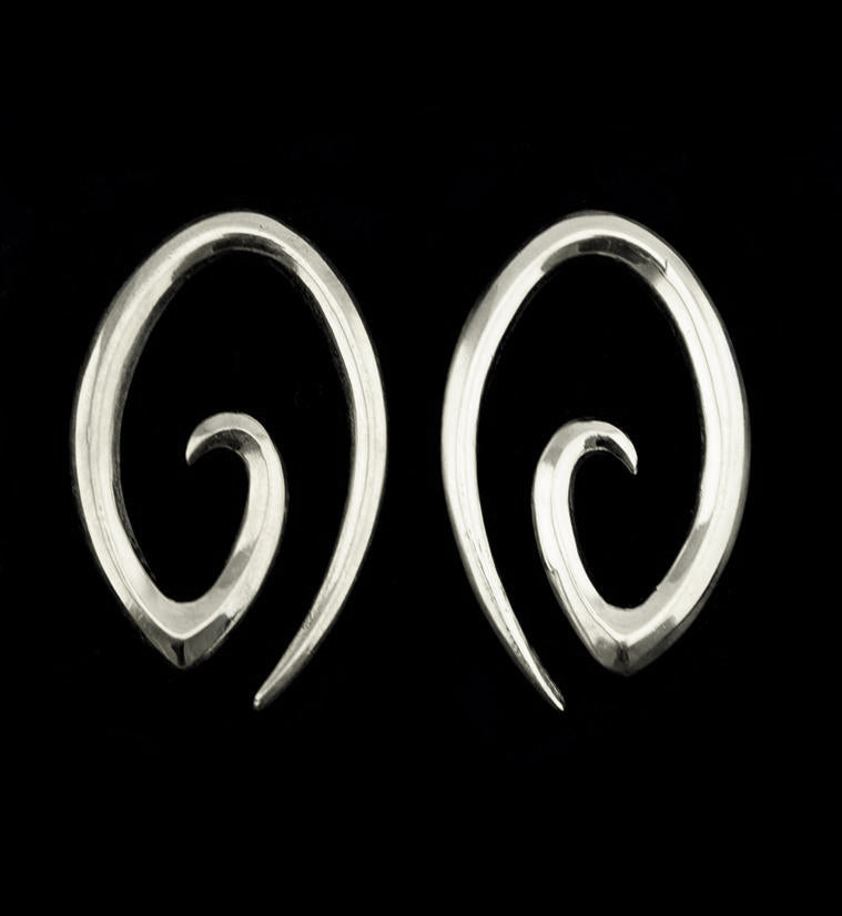 Oval Spiral White Brass Ear Weights
