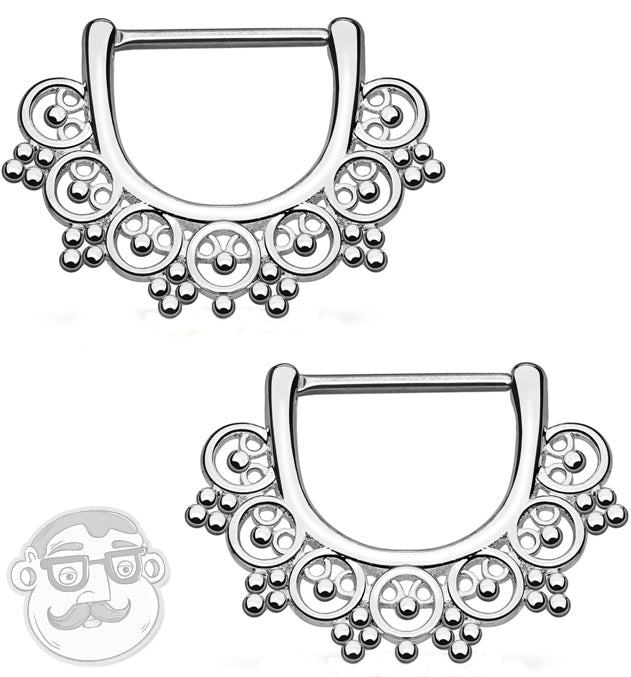 14G Ornamental Bead Nipple Clicker Ring
