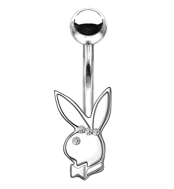Silver CZ Playboy Belly Button Ring