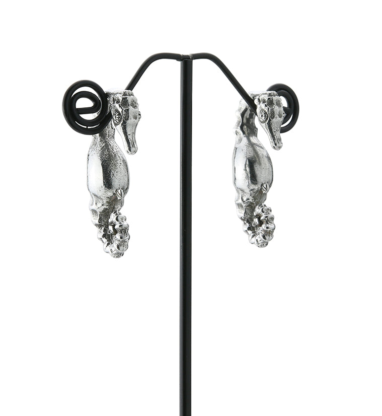 Silver Seahorse Ear Weights