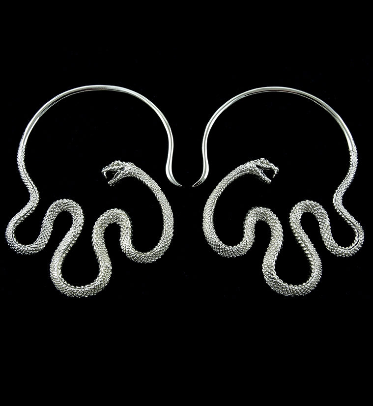 Sidewinder Snake White Brass Ear Weights