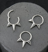 Silver Spiked Hinged Segment Ring