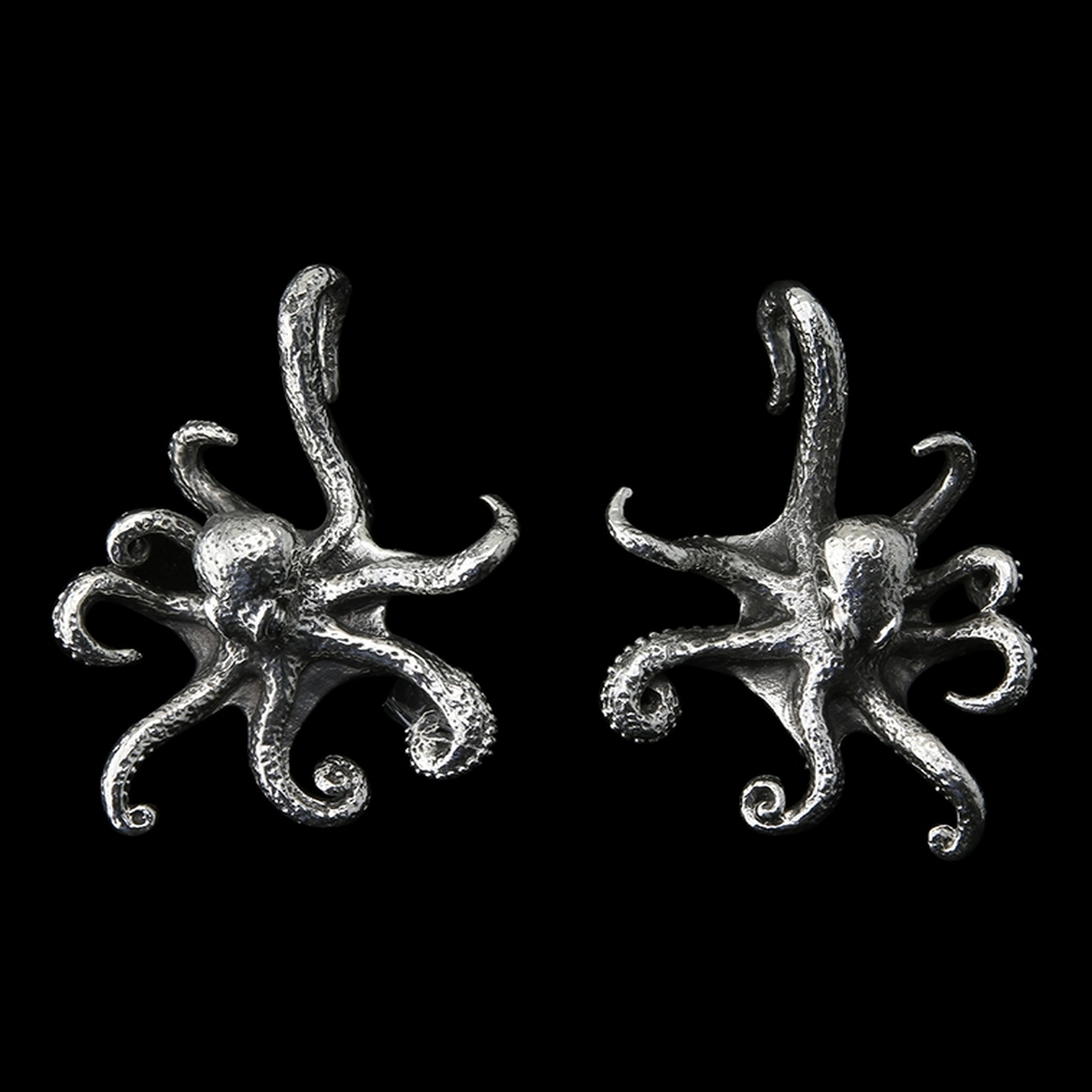Swimming Octopus White Brass Ear Weights