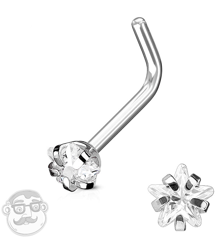 Star CZ Prong L Shape Nose Ring