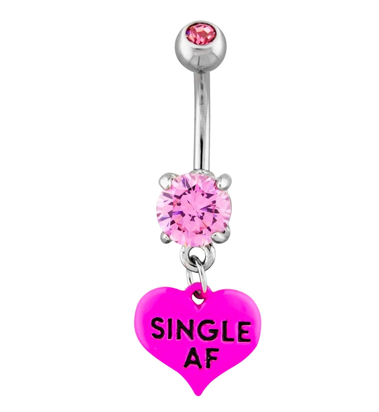 Single AF Pink CZ Belly Button Ring
