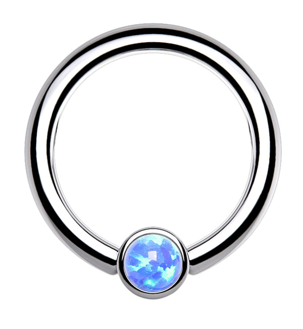 Blue Opalite Titanium Captive Ring