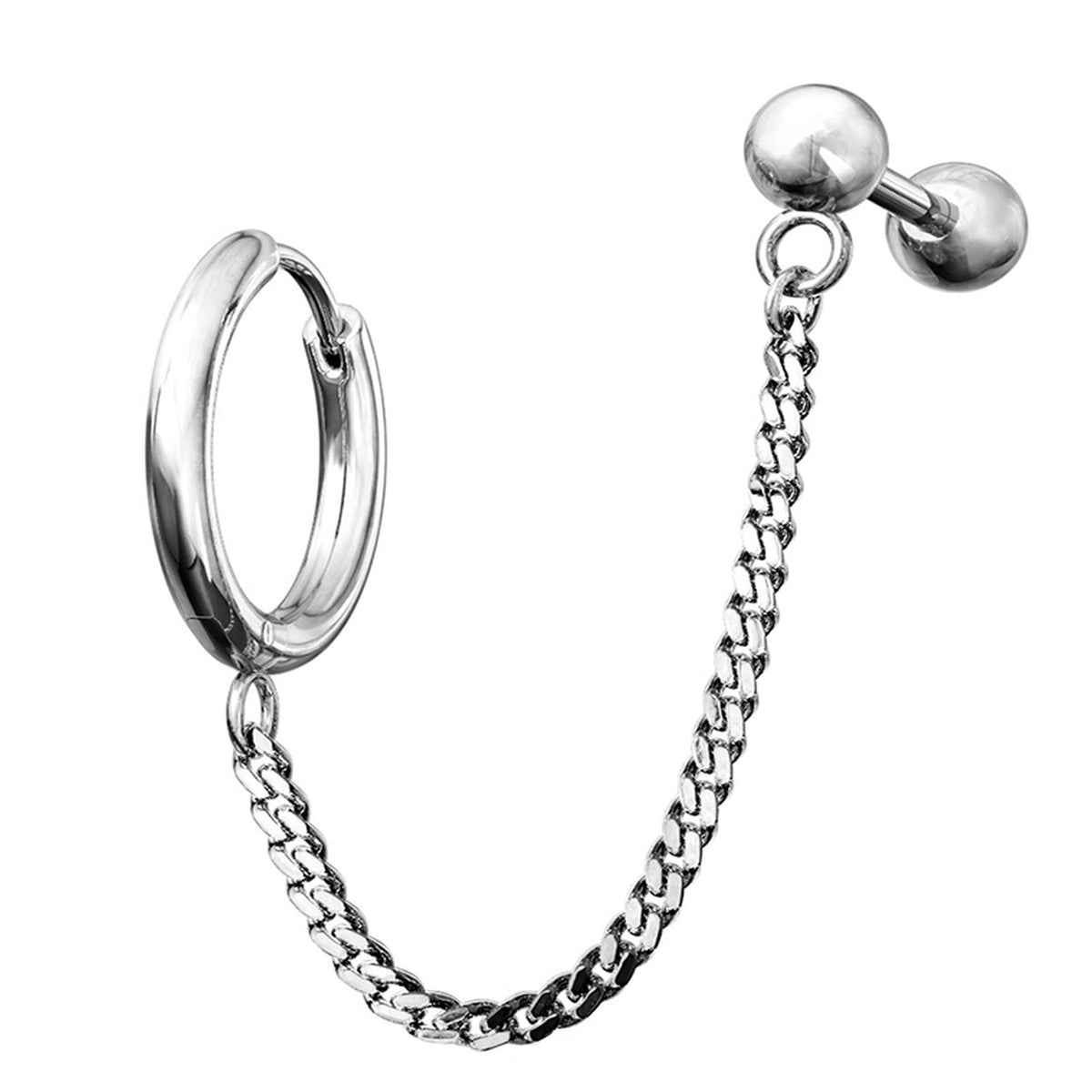 Linked Hinged Hoop Ring & Cartilage Barbell | UrbanBodyJewelry.com
