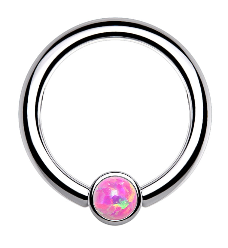 Pink Opalite Titanium Captive Ring
