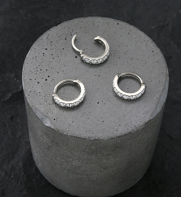 Single Square CZ Row Titanium Hinged Segment Ring