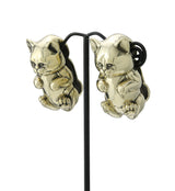 Sitting Cat Brass Hangers - Earrings