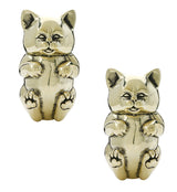 Sitting Cat Brass Hangers - Earrings
