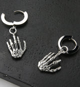 Skeleton Hand Stainless Steel Huggie Earrings