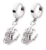 Skeleton Hand Stainless Steel Huggie Earrings