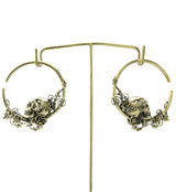Skull & Roses Hoop Brass Ear Weights