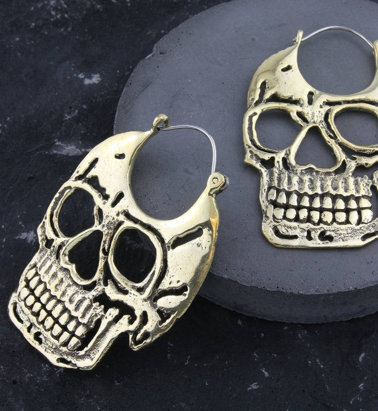 Skull Brass Earrings - Weights