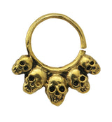 Skull Cluster Brass Hoop Ring