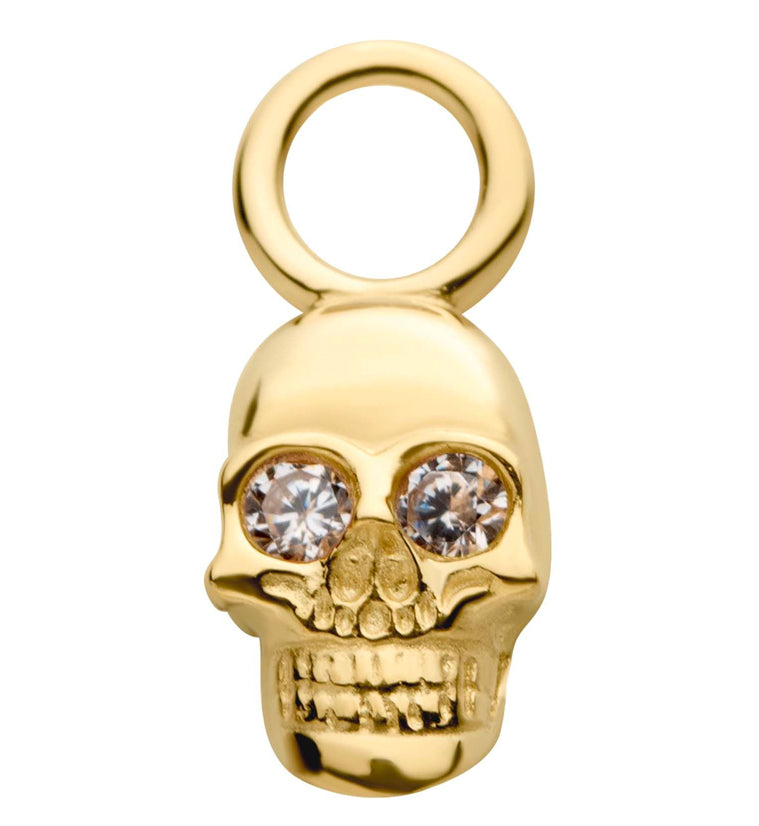 14kt Gold Skull CZ Charm