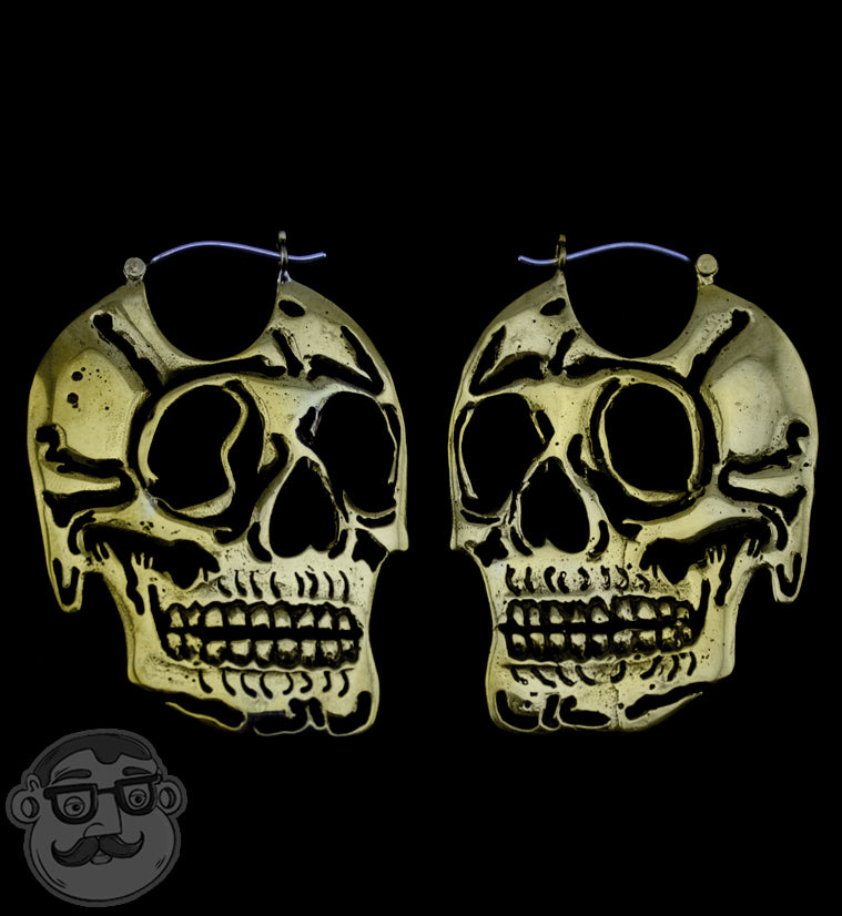 Skull Brass Earrings / Weights