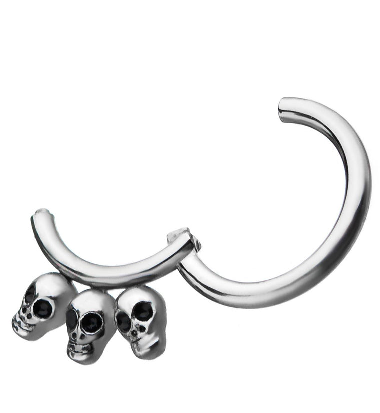 Triple Skull Hinged Segment Ring
