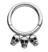 Triple Skull Hinged Segment Ring