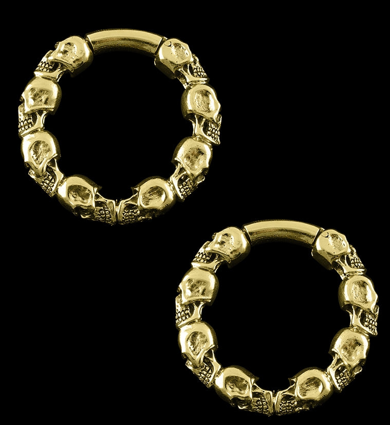 Skull Hoop Brass Ear Weights