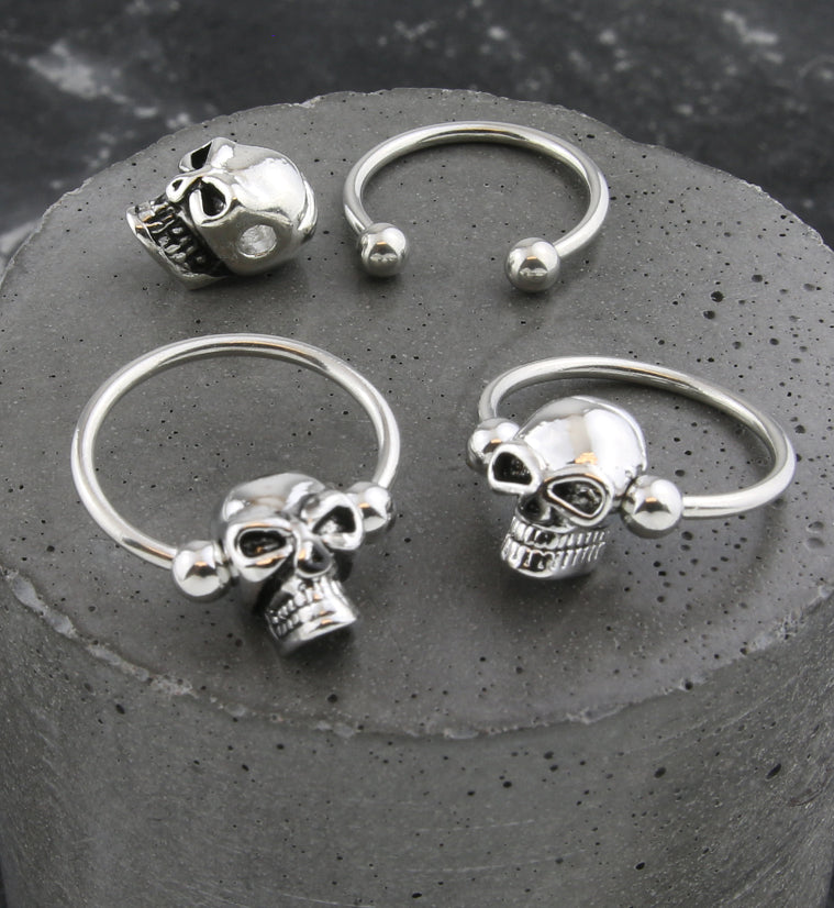 Skull Stainless Steel Captive Circular Barbell Ring