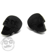 Black Skull Wooden Stud Earrings