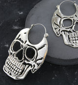 Skull White Brass Earrings - Weights