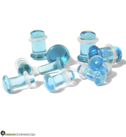 Ocean Blue Glass Plugs - Single Flare