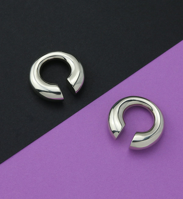 Small Keyhole White Brass Ear Weights