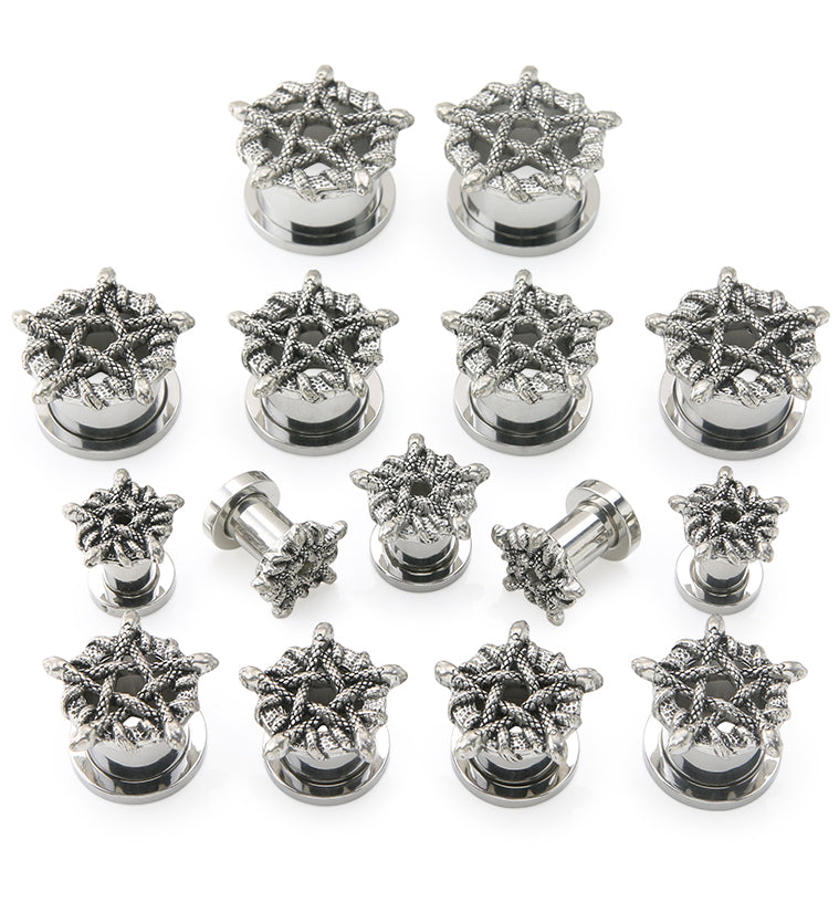 Snake Pentagram Stainless Steel Tunnel Plugs