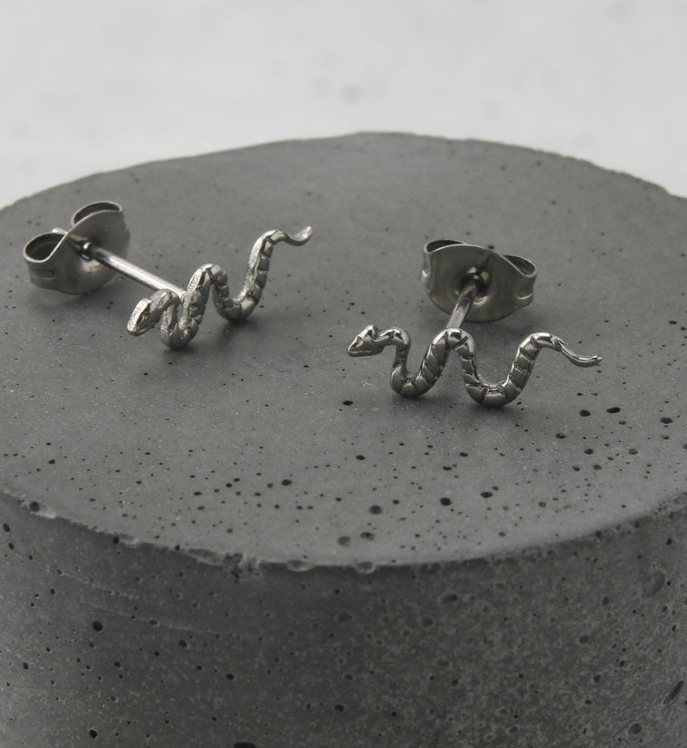 Snake Titanium Threadless Earrings