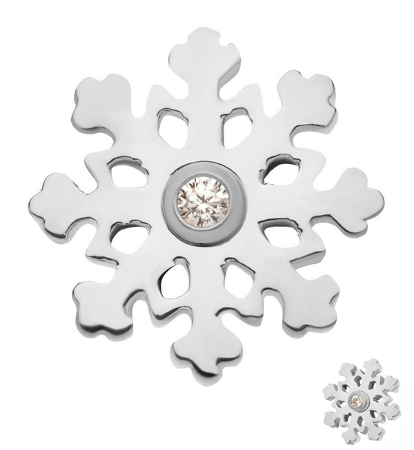 Snowflake Clear CZ Threadless Titanium Top