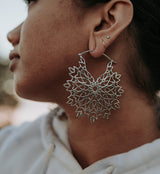 Snowflake White Brass Earrings - Weights