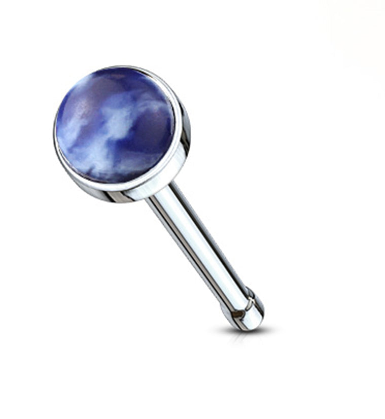 20G Sodalite Stone Top Nosebone