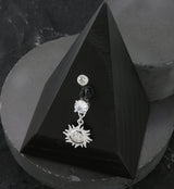 Solar Groove CZ Dangle Stainless Steel Belly Button Ring