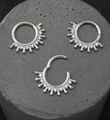 Solar Rays CZ Stainless Steel Hinged Segment Ring