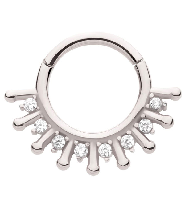 Solar Rays CZ Stainless Steel Hinged Segment Ring