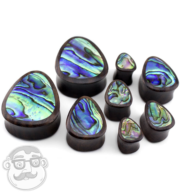 Sono Wood Teardrop Plugs With Abalone Shell Inlay