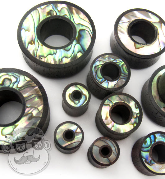 Sono Wood Tunnel Plugs With Abalone Shell Inlay