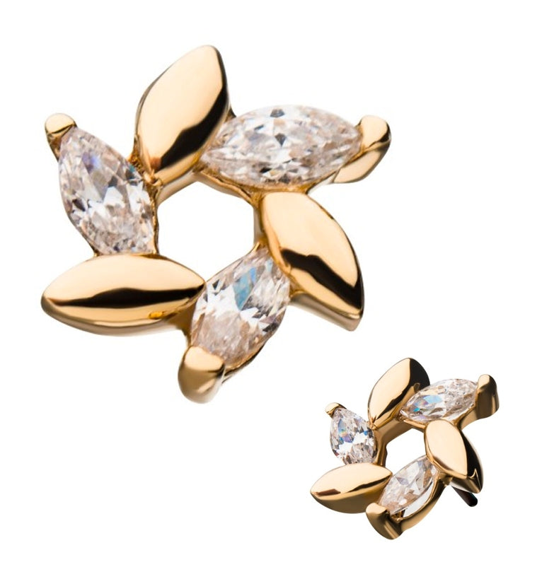 14kt Gold Spelt CZ Threadless Top