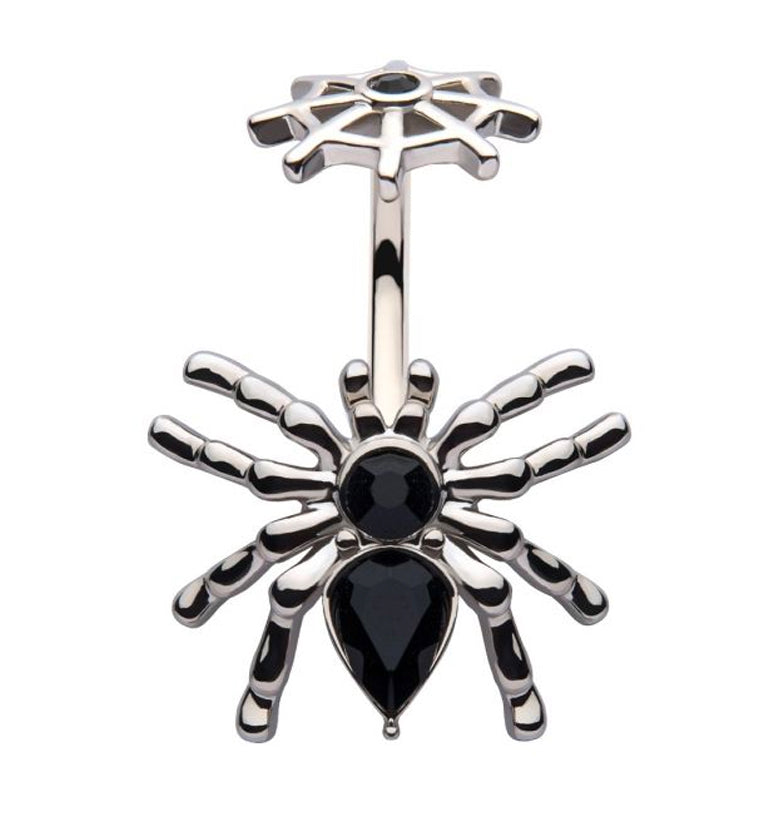 Spider Black CZ Belly Ring