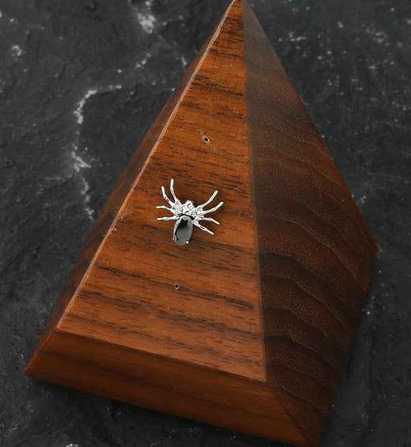 Spider Black CZ Threadless Titanium Top
