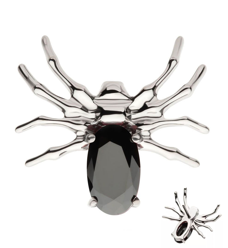 Spider Black CZ Threadless Titanium Top