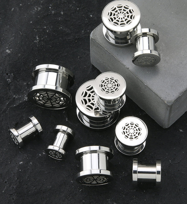 Spider Web Stainless Steel Tunnel Plugs
